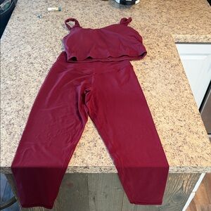 Women's Burgundy aerie workout set